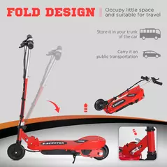 HOMCOM Folding Electric Kids Scooter Ride on Age 7-14, Red/Black - 5