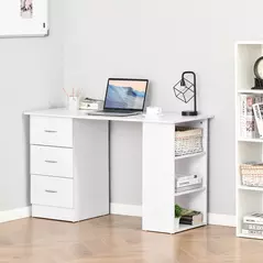 HOMCOM Computer Desk, Home Office Desk, Writing Table, PC Workstation with 3 Storage Shelves and 3 Drawers for Working, Study, 120 x 49 x 72 cm, White - 2