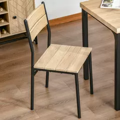 HOMCOM Three-Piece Minimal and Compact Dining Set, Light Wood Grain - 7