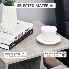 HOMCOM Side Table, 3 Tier End Table with Open Storage Shelves for Living Room, Bedroom, Cement Colour - 5