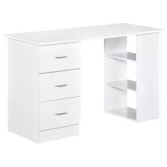 HOMCOM Computer Desk, Home Office Desk, Writing Table, PC Workstation with 3 Storage Shelves and 3 Drawers for Working, Study, 120 x 49 x 72 cm, White - 1
