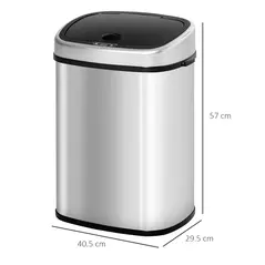 HOMCOM Stainless Steel Kitchen Sensor Dustbin Automatic Touchless Rubbish Garbage Waste Bin 48L Silver - 3