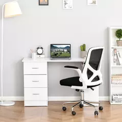 HOMCOM Computer Desk, Home Office Desk, Writing Table, PC Workstation with 3 Storage Shelves and 3 Drawers for Working, Study, 120 x 49 x 72 cm, White - 7