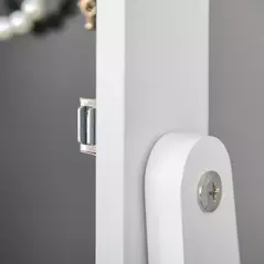 HOMCOM Free Standing LED Mirrored Jewelry Cabinet Armoire Floor Organiser W/ 3 Angle Adjustable For Rings Earrings Bracelets Cosmetics Warm White - 9