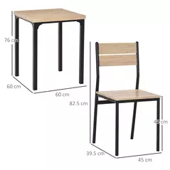 HOMCOM Three-Piece Minimal and Compact Dining Set, Light Wood Grain - 3