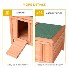 PawHut Wooden Rabbit Hutch Outdoor, Guinea Pig Hutch, Rabbit Hideaway, Cat House, Bunny Cage Small Animal House with Openable Roof, 51 x 42 x 43 cm, Natural - 6