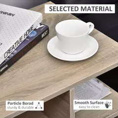 HOMCOM Side Table, 3 Tier End Table with Open Storage Shelves for Living Room, Bedroom, Oak - 5