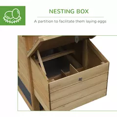PawHut Small Chicken Coop with Run Hen House Poultry Coops Cages Nesting Box Wood 150.5 x 54 x 87cm - 6