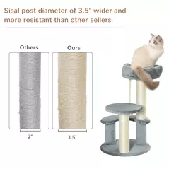 PawHut 65cm Cat Tree, Cat Tower for Kittens, Small Cat Condo with Sisal Scratching Posts, Hanging Rope, Perches - Grey - 6