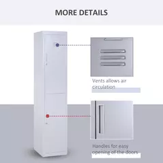 Vinsetto Locker Cabinet Storage Cold Rolled Steel w/ Shelves Vertical Cupboard Grey 38 x 46 x 180 cm - 6