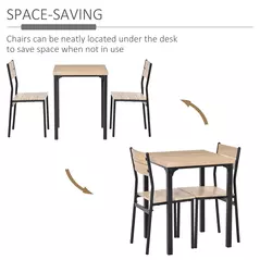 HOMCOM Three-Piece Minimal and Compact Dining Set, Light Wood Grain - 4