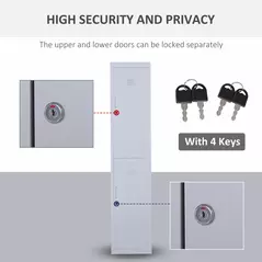 Vinsetto Locker Cabinet Storage Cold Rolled Steel w/ Shelves Vertical Cupboard Grey 38 x 46 x 180 cm - 5