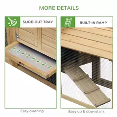 PawHut Small Chicken Coop with Run Hen House Poultry Coops Cages Nesting Box Wood 150.5 x 54 x 87cm - 7