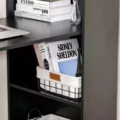 HOMCOM 120cm Computer Desk, Wooden PC Laptop Table with 6-Tier Storage Bookshelves, Home Office Working Study Desk, Writing Workstation, Black - 8