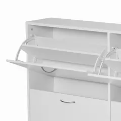 HOMCOM Wooden Modern Design 4 Drawer Shoes Cabinet Pull Down Shelf Storage Organiser - White - 8