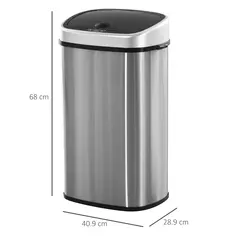 HOMCOM Stainless Steel Kitchen Sensor Dustbin Automatic Touchless Rubbish Garbage Waste Bin 58L Silver - 3