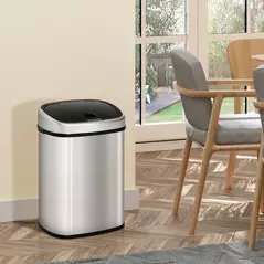 HOMCOM Stainless Steel Kitchen Sensor Dustbin Automatic Touchless Rubbish Garbage Waste Bin 58L Silver - 2