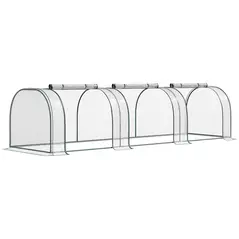 Outsunny Mini Greenhouse, Small Polytunnel Green House with Zipped Doors, Steel Frame for Garden Patio, 300 x 100 x 80cm, Clear - 1