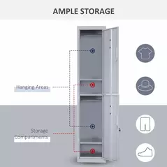 Vinsetto Locker Cabinet Storage Cold Rolled Steel w/ Shelves Vertical Cupboard Grey 38 x 46 x 180 cm - 4