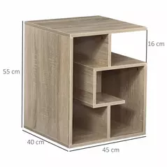 HOMCOM Side Table, 3 Tier End Table with Open Storage Shelves for Living Room, Bedroom, Oak - 3