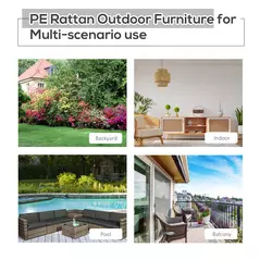 Outsunny 6-Seater Rattan Sofa Furniture Set W/ Cushions, Steel Frame-Grey - 7