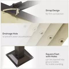 Outsunny 3.5M X 3.5M Metal Pergola Gazebo Awning Retractable Canopy Outdoor Garden Sun Shade Shelter Marquee Party BBQ, Beige - 6