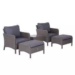 Outsunny 2-Seater Rattan Furniture Set, Steel Frame-Grey - 1