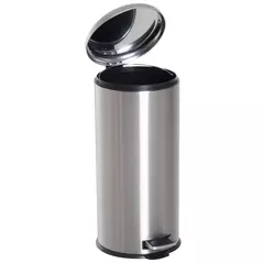 HOMCOM Foot Pedal Bin Stainless Steel Metal Waste Rubbish Lid Kitchen Garbage 30L Silver - 1