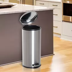 HOMCOM Foot Pedal Bin Stainless Steel Metal Waste Rubbish Lid Kitchen Garbage 30L Silver - 2