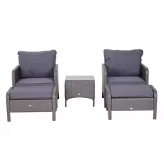 Outsunny 2-Seater Rattan Furniture Set, Steel Frame-Grey - 8