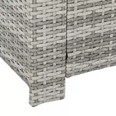 Outsunny 6 Pieces PE Rattan Garden Furniture Set with Three-seat, Armchairs and Footstools, Aluminium Patio Wicker Dining Sets w/ Glass Top Dining Table, Soft Cushion, Light Grey - 7