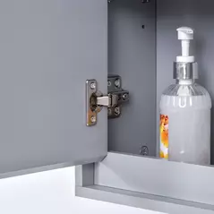 HOMCOM Wall Mounted Mirror Cabinet with Storage Shelf Bathroom Cupboard Double Door Grey - 8