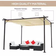 Outsunny 3.5M X 3.5M Metal Pergola Gazebo Awning Retractable Canopy Outdoor Garden Sun Shade Shelter Marquee Party BBQ, Beige - 4
