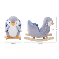 HOMCOM Children Kids Animal Rocking Horse Penguin Plush Musical Button 32 Songs Kid Rocker for 18+ Months - 3