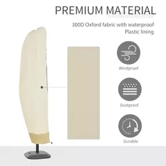 Outsunny Parasol Cover, 600D Oxford Cantilever Umbrella Cover Fit for 2-4m Parasol, Banana Umbrella Protector with Zipper for Outdoor Garden, Patio, White - 4
