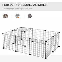 PawHut DIY Pet Playpen Metal Wire Fence 12 Panel Enclosure Indoor Outdoor Guinea Pig Bunny Small Animals Cage Black - 4