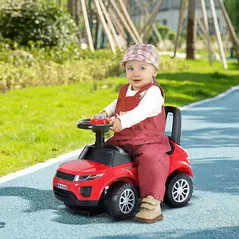 HOMCOM 3-in-1 Ride On Car Foot To Floor Slider Toddler w/ Horn Steering Wheel NO POWER Manual Under Seat Storage Safe Design for 1-3 Year Old Red - 2