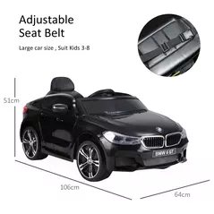 HOMCOM Kids Electric Ride On Car 6V Licensed BMW 6GT W/ Remote-Black - 3