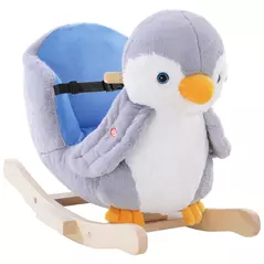 HOMCOM Children Kids Animal Rocking Horse Penguin Plush Musical Button 32 Songs Kid Rocker for 18+ Months - 1