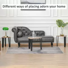 HOMCOM Nest of Tables, Coffee Table Set of 3, Triangle Nesting Tables with Metal Legs, Industrial End Side Table for Living Room, Walnut Wood Grain - 4