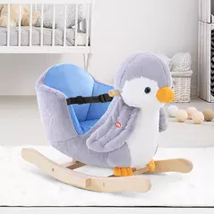 HOMCOM Children Kids Animal Rocking Horse Penguin Plush Musical Button 32 Songs Kid Rocker for 18+ Months - 2
