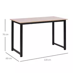 HOMCOM Computer Desk, Writing Table, 120 x 60 x 76cm Workstation for Home Office, Study with Metal Frame, Simple Assembly, Black - 2