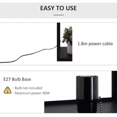 HOMCOM Shelf Floor Lamp Standing Lamp W/4-tier Wooden Open Shelves,26L x 26W x 160Hcm-Black/White - 7