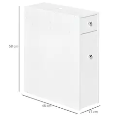 HOMCOM Bathroom Slim Floor Cabinet Narrow Wooden Storage Home Bath Toilet Cupboard Organiser Unit with Drawers White - 3