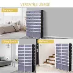 HOMCOM 16 Cube Shoe Rack, 2 x 8 Tier Shoe Storage Cabinet, Modular Plastic Shelves for Bedroom, Living Room and Entryway, Space Saving Footwear Organizer, 32 Pairs, White and Black - 8