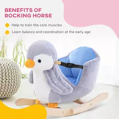 HOMCOM Children Kids Animal Rocking Horse Penguin Plush Musical Button 32 Songs Kid Rocker for 18+ Months - 5
