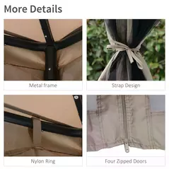 Outsunny Outdoor Gazebo, 2-tier Roof W/Netting, 295L x 295W x 263Hcm-Taupe - 7