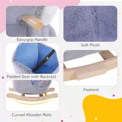 HOMCOM Children Kids Animal Rocking Horse Penguin Plush Musical Button 32 Songs Kid Rocker for 18+ Months - 6