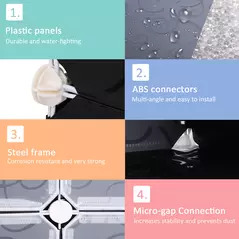 HOMCOM 16 Cube Shoe Rack, 2 x 8 Tier Shoe Storage Cabinet, Modular Plastic Shelves for Bedroom, Living Room and Entryway, Space Saving Footwear Organizer, 32 Pairs, White and Black - 5