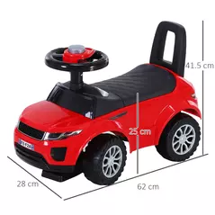 HOMCOM 3-in-1 Ride On Car Foot To Floor Slider Toddler w/ Horn Steering Wheel NO POWER Manual Under Seat Storage Safe Design for 1-3 Year Old Red - 3